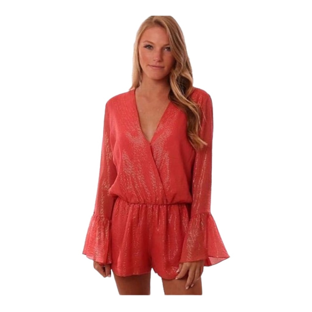 Amanda Uprichard Red Seraphina Romper, size S